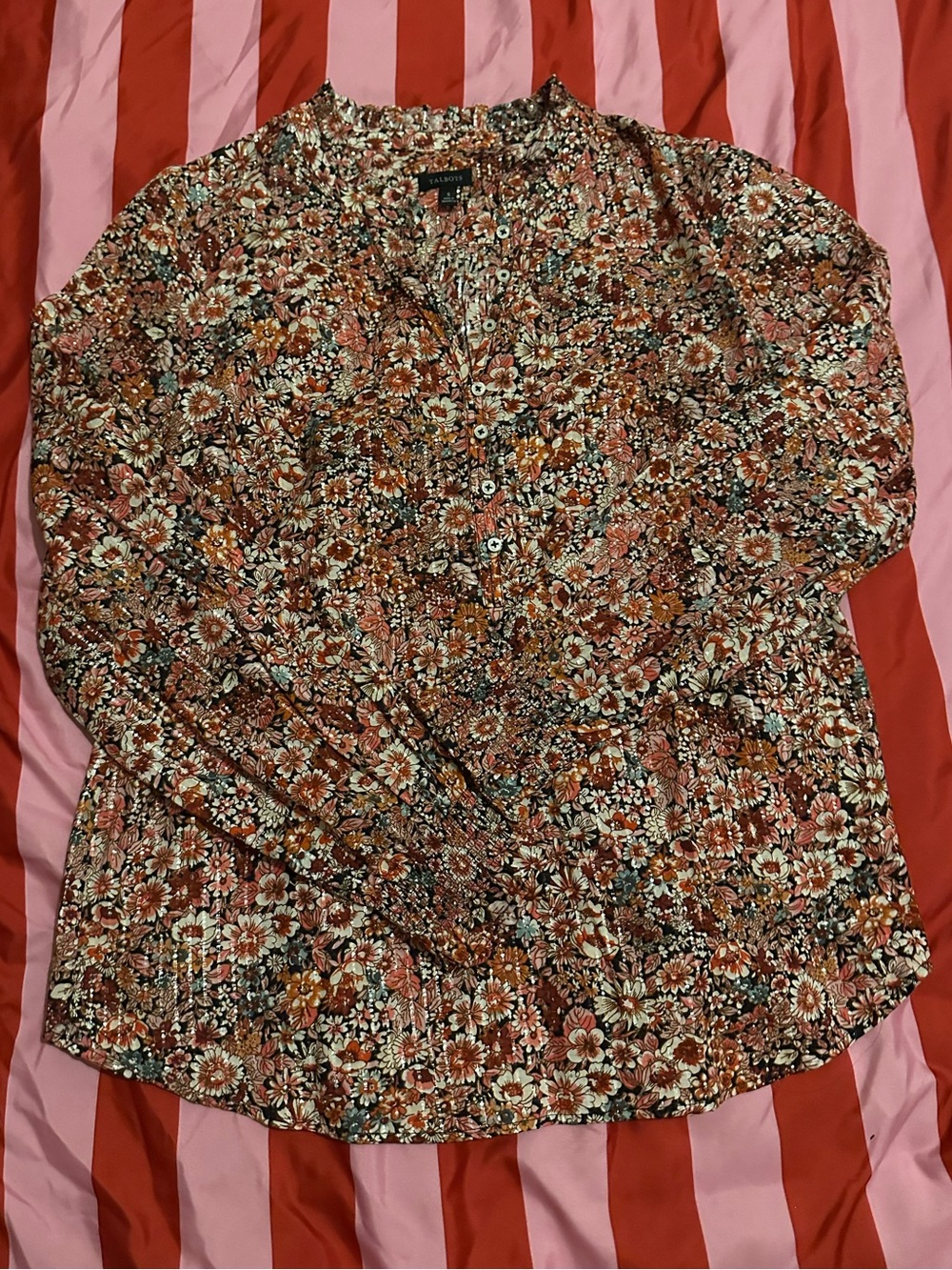 NWT Talbots Floral Peasant Blouse Size Small